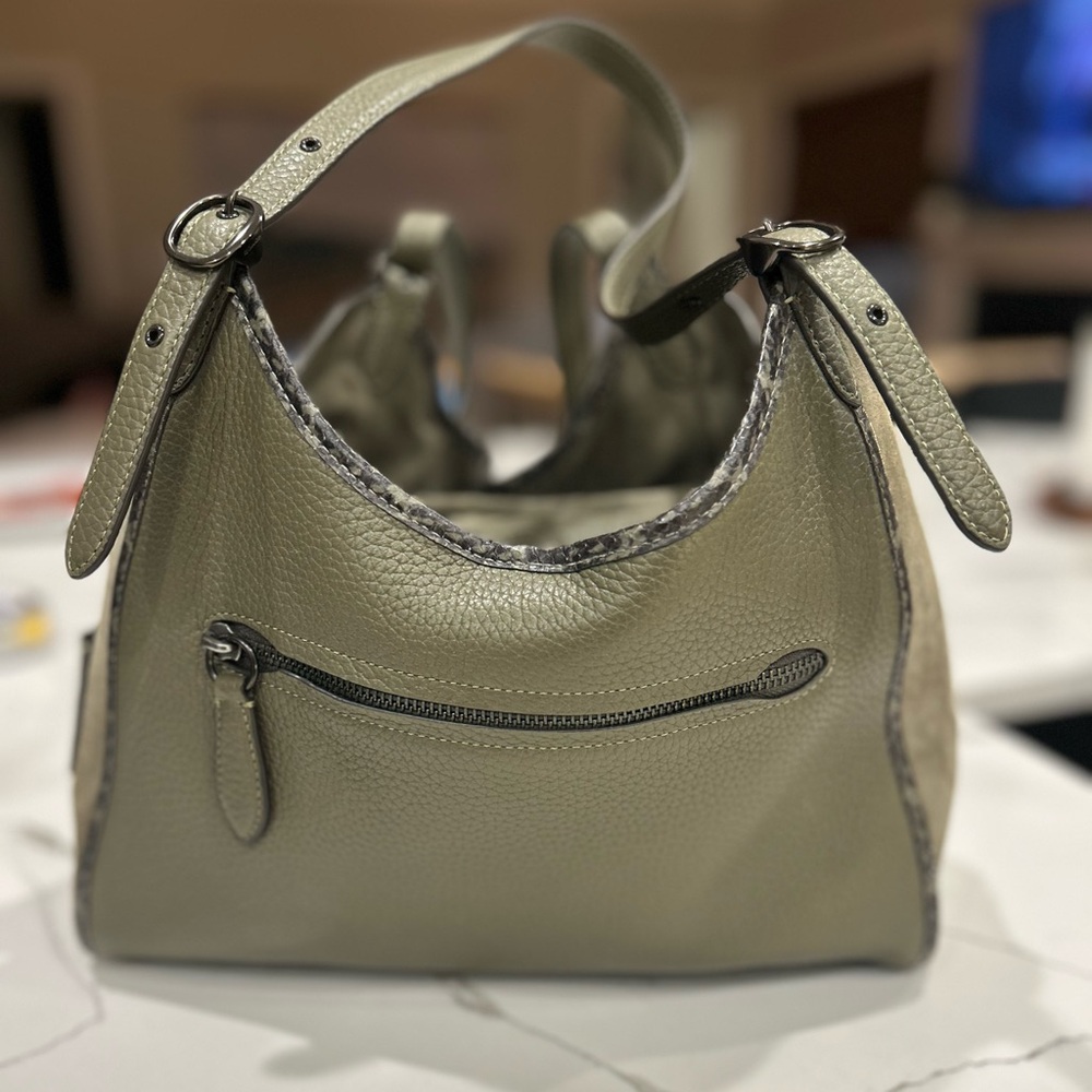Coach Lori Medium Army Green Shoulder Bag WITH matching wallet